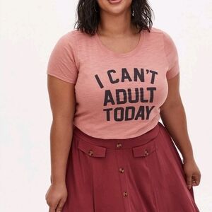 Torrid I Can't Adult Today Tee - Orange Dusty Coral Women's Graphic Top 5x